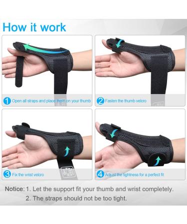 HKJD Thumb Splint Brace for Pain Relief and Immobilization - Adjustable Wrist Strap for Arthritis, De Quervain's, Carpal Tunnel - Black Upgrade - Buy Online on GoSupps.com
