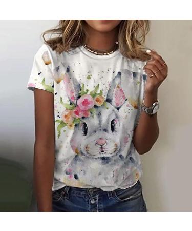 Women's Kawaii Happy Easter Bunny Shirt - X-Large White - Buy Online on GoSupps.com