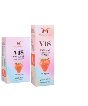 MACARIA V18 virgin again vaginal yoni tightening oil for Girls with strawberry extract with V18 vaginal wash