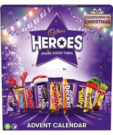 Soolar Cadbury Heroes - Calendrier de l'Avent en chocolat de 230 g avec carte de v ux de No l gratuite jeu interactif de compte rebours pour No l 24 jeux interactifs No l - Buy Online on GoSupps.com