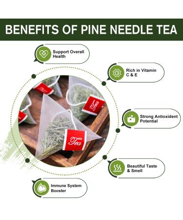 Organic Dried Pine Needle Tea Bags - 30 Natural Caffeine-Free Triangle Teabags for Immunity Support - Buy Online on GoSupps.com