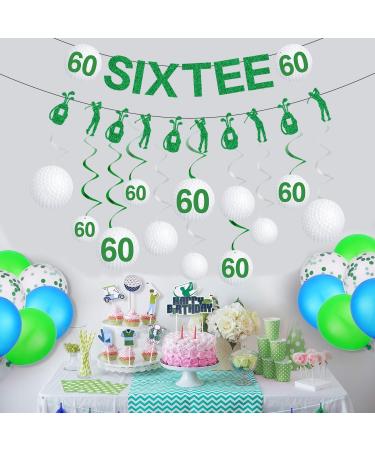 Gameza 60th Birthday Decorations for Men - 14PCS Golf Birthday Party Decorations 60th Birthday Decorations Women Men Golf Glitter Sixtee Banner Hanging Swirls 60th Golf Theme Bday Party Decorations Green 60th - Buy Online on GoSupps.com