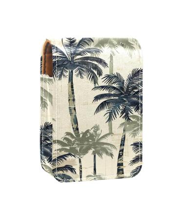 Travel Lipstick Organizer Case Lipstick Case Portable Makeup Bag With Mirror Tropical Palm Trees Vintage M705j8auca
