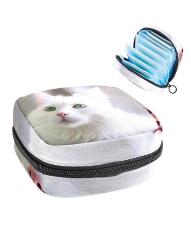 Period Bag Sanitary Napkin Storage Bag Cute Animals White Cat Tampon Holder for Purse S71k8jz8szp