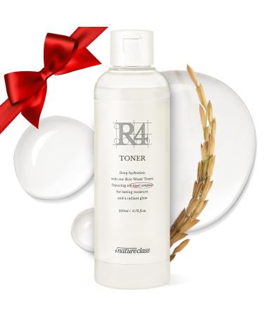 NATURECLASS R4 Hydrating Rice Toner Glass Skin Toner for Face Deep Moisturizing Rice Water Hyaluronic Acid Squalane Korean Skin Care Fragrance Free Sensitive Skin 6.76 fl oz