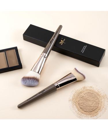 Anmor Contour Brush Set Premium Contour Blush Bronzer Face Makeup Brush Perfect For Cheek Jaw Nose Blending Contouring Polishing Suitable For Powder Liquid Cream (Angled and Curved Contour Brush) Champagne Gold - Buy Online on GoSupps.com