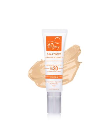 Suntegrity Tinted 5 in 1 Mineral Sunscreen for Face (SPF 30-2 oz) - Light | BB Cream Moisturizer with Physical UVA/UVB Broad Spectrum Protection | Safe for Sensitive Skin