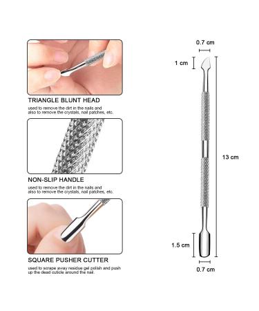 NICEMOVIC Pro Cuticle Pusher & Spatula 2-Sided Stainless Steel Tool for Gel Nail Polish Removal International Shipping Available - Buy Online on GoSupps.com