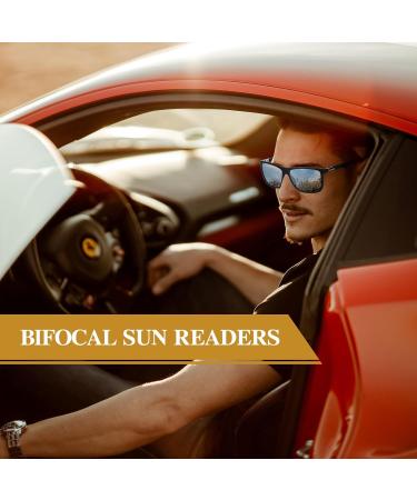 Buy Missfive Men's Bifocal Reading Sunglasses - UV Protection Classic Retro Designer Eyeglasses for Outdoor Use Trendy Vintage Eyewear (Glossy Black 1.0x - Buy Online on GoSupps.com