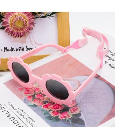 Hifot Baby Sunglasses with Strap - Cute Flower Polarized UV400 Protection for Infant Girls, 0-24 Months - Pink - Buy Online on GoSupps.com