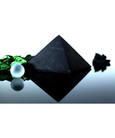 Heka Natural Unpolished Shungite Pyramid Crystal 8 cm | Black Mineral Stone for Decoration & Meditation | Living Room Crystals | Natural Barrier & Cleaner - Buy Online on GoSupps.com