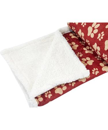 HappyCare Printed Dog Paw Flannel Reverse to Sherpa Throw Blanket - Red/Gold Paw Design - Buy Online on GoSupps.com