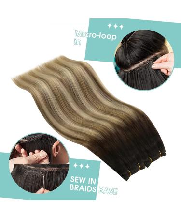 Youngsee Real Hair Balayage Extensions - 55cm Brown & Blonde Wefts | Double Brown Weaving | 100g #2/6/24 - Buy Online on GoSupps.com