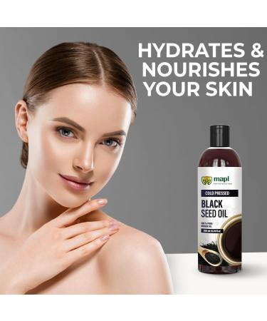 Mapl Organic Black Seed Oil Cold-Pressed from Nigella Sativa Pure Unrefined Black Cumin Seed Oil Non-GMO & Vegan Rich in Omega 3 6 9 for Hair Growth Skin Care & Immune Support 6.76 Fl Oz (200ml) - Buy Online on GoSupps.com