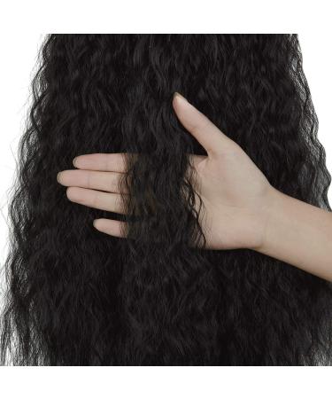 55.9 cm Curled Ponytail Extension - Long Black Drawstring Hair Part for Women | Corrugated Style - Buy Online on GoSupps.com