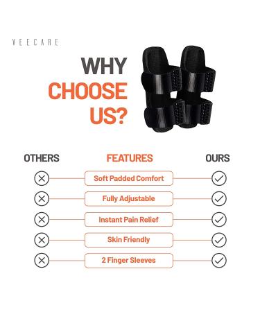 Veecare Trigger Finger Splints - Set of 2, Brace Joint Support with 2 Nylon Finger Sleeves - Ideal for Broken Fingers, Arthritis Relief - Buy Online on GoSupps.com