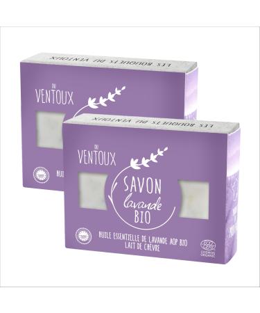 Organic Lavender Soap with Goat Milk - 100% Pure and Natural Made with Lavender Essential Oil AOP Organic Grown in Provence - Soap for Body Face Sensitive Skin Gently Cleanses - 100g