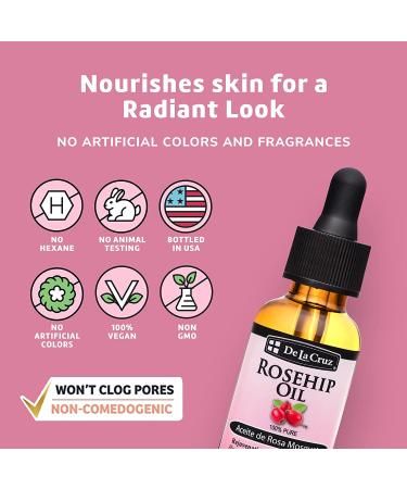 De La Cruz Rosehip Oil Facial Moisturizer 1 oz - Rejuvenating Skin Hydration - Buy Online on GoSupps.com