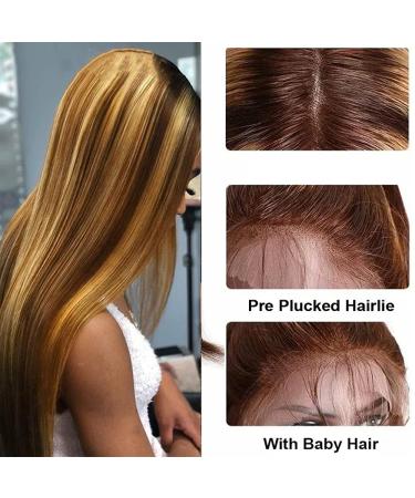 Muokass 4x4 HD Lace Front Wig 26 Inch #4/27 Color - Brazilian Virgin Human Hair, 150% Density, Pre Plucked, Elastic Bands, Natural Hairline - For Black Women - Buy Online on GoSupps.com