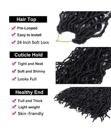 24 Inch Soft Locs Crochet Hair: 7 Pack Curly Wavy Faux Locs Crochet Braids for Black Women - Pre Looped Natural Butterfly Crochet Hair (1B) - Buy Online on GoSupps.com