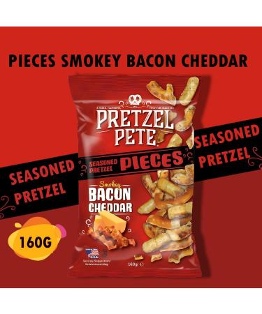 Pretzel Pete Pieces Pretzel Snack Pick N Mix | Choose From 8 Flavours | Buffalo Blue Cheese Pizza Cinnamon Honey Mustard Jalapeno Smokey Bacon BBQ Sour - Pack of 4 X 160g - Buy Online on GoSupps.com