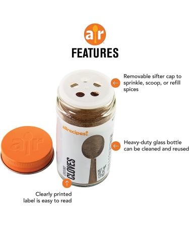 Premium Allrecipes Sweet Spices Set - Cinnamon, Ground Cloves, Nutmeg in Glass Jars with Sifter Caps (Set of 3) - Buy Online on GoSupps.com