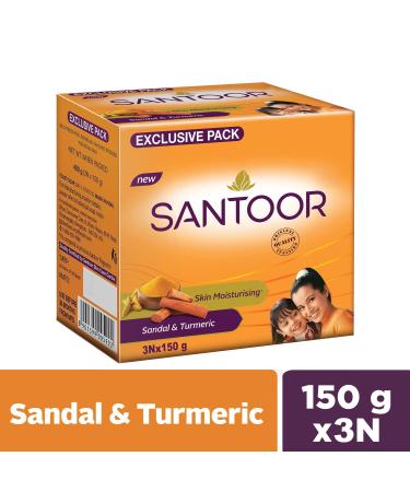 Santoor Sandal & Turmeric Soap - 3x150gm | Natural Skincare for Glowing Skin | International Shipping Available - Buy Online on GoSupps.com
