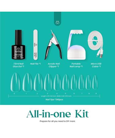 Beetles Easy Gel Tips Nail Extension Kit - 2-in-1 Glue Gel Base, Medium Almond Nails & UV LED Lamp - Buy Online on GoSupps.com
