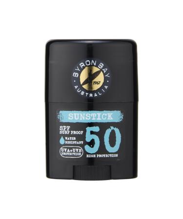 Byron Bay Australia Sunstick SPF 50 - UVA & UVB Instant High Protection Water Resistant & Surf Proof with Shea Butter - Coconut Scent 25g