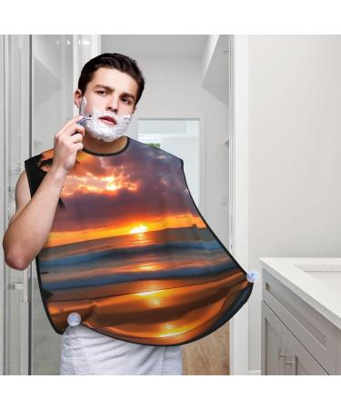 Sunset Beach Print Beard Bib Apron | Best Beard Hair Catcher for Men | Beard Cape Cloth for Shaving & Trimming - Buy Online on GoSupps.com