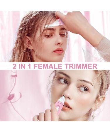 Diktoyou 2-in-1 Rechargeable Ear and Nose Hair Trimmer for Women - Painless USB Electric Trimmer - IPX7 Waterproof - Easy Cleansing - Pink - Buy Online on GoSupps.com