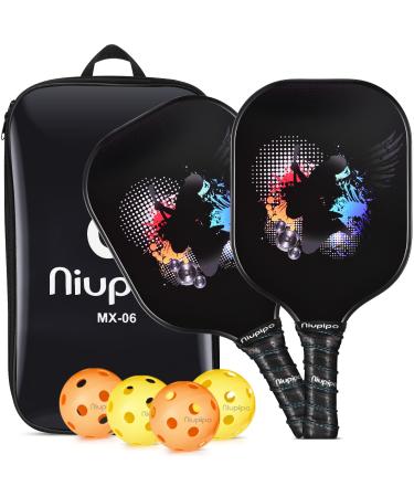 niupipo Pickleball Paddle, USAPA Approved Pro Graphite Pickleball Paddle/Paddles Set, Polypropylene Honeycomb Core, Cushion 4.72In Grip, Portable Bag/Paddle Cover, Lightweight Pickleball Racket 2 Paddles+4 Balls+1 Bag