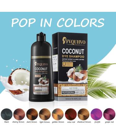 Dark Brown Hair Dye Shampoo for Gray Hair | Natural Coconut 3-in-1 Semi-Permanent Color | Long-Lasting Herbal Formula for Men & Women - 16.9 Fl Oz - Buy Online on GoSupps.com