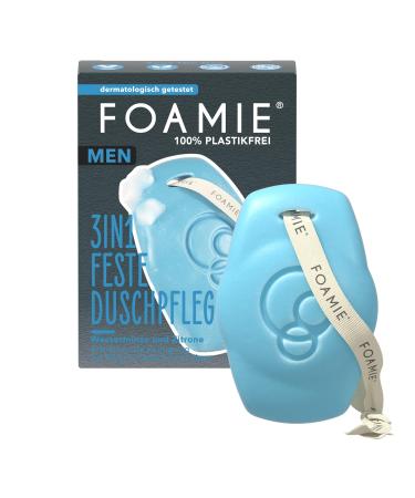 Foamie solid shower gel & shampoo men with water mint and lemon 3in1 fixed shower and facial cleaning of refreshing fragrance solid shower care for skin and hair 90g