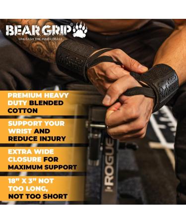 Bear Grip Wrist Support Bands for Weightlifting - Black - Ultimate Support for Weightlifting & Powerlifting Comfortable Adjustable International Shipping Available - Buy Online on GoSupps.com