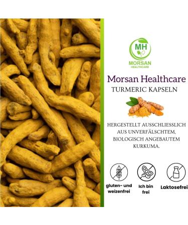  Morsan Healthcare Turmeric (Curcuma longa) Capsules | Pack of 60 x 500 mg Vegetarian Capsules | Natural Food Supplement | GMP Certified | Gluten-Free - Buy Online on GoSupps.com