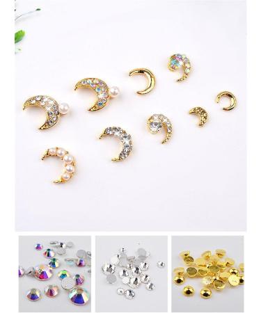 Mezerdoo 1 Wheel Moon Design Nail Rivet Studs Metal Alloy Nail Art Decorations 3D DIY Nail Stickers Jewelry Punk Crystal Rhinestone Nail Charms - Buy Online on GoSupps.com