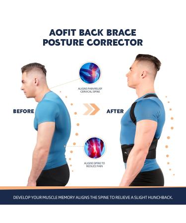 AOFITBRACE Back Brace Posture Corrector for Women and Men Breathable Adjustable Full Back Straightener for Upper Lower Small Black - Buy Online on GoSupps.com