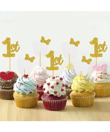 MonMon & Craft 1st Tooth Cupcake Toppers/Baby Shower Tooth Cupcake Toppers/Teeth Fairy Day/First Tooth Party Decorations/Gold Glitter - 24 Pcs - Buy Online on GoSupps.com