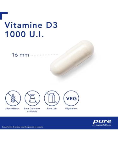 Pure Encapsulations - Vitamine D3 1000 UI - D fenses immunitaires - Os & Muscles - Forme active de Vitamine D Sans Additifs superflus - Compl ment alimentaire - 60 g lules - Buy Online on GoSupps.com