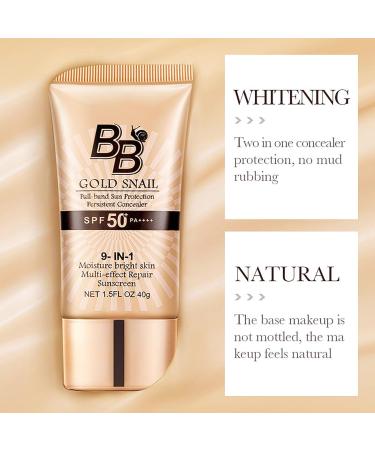 Golden Snail BB Cream Tinted day cream with 50+ light protection factor moisture face cream waterproof moisturizing concealer foundation longlasting natural coverage - Buy Online on GoSupps.com