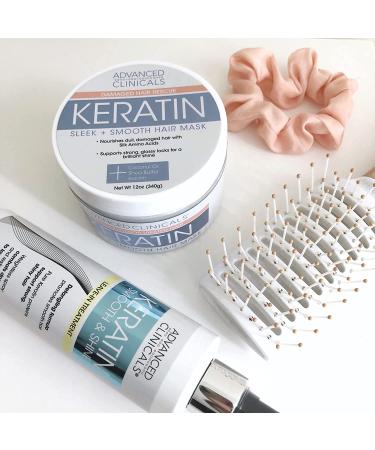 Advanced Clinicals Keratin Hair Mask - Sleek & Smooth 12 oz (340g) | Nourish & Repair - Buy Online on GoSupps.com
