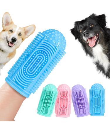 Mzhjywjw dog toothbrush finger toothbrush 4 pieces silicone cat toothbrush puppy toothbrush for dogs dog toothbrush clean teeth finger pads for dogs dog tooth cleaning product 1 piece (4 Pack) multi-colored