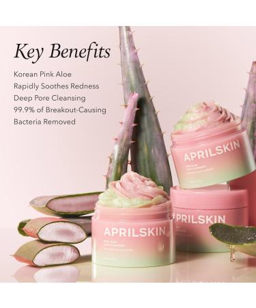 APRILSKIN Pink Aloe Facial Polish Cleanser - Gentle Exfoliating Mungbean & Soybean Scrub Removes Waterproof Makeup Non-Comedogenic Korean Skincare for All Skin Types - Buy Online on GoSupps.com