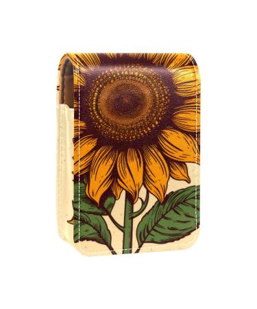 Travel Lipstick Organizer Case Lipstick Case Portable Makeup Bag With Mirror Abstract Style Plant Sunflower S301k6xhvx