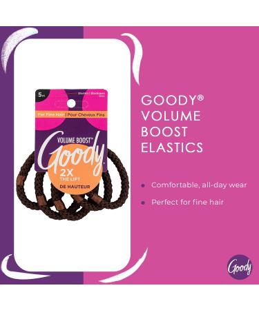 GOODY Volume Boost Ponytailers Elastics Hair Tie - 5 Count Brown | Ouchless Hair Accessories for all - Ideal for Braids & Ponytails - Buy Online on GoSupps.com
