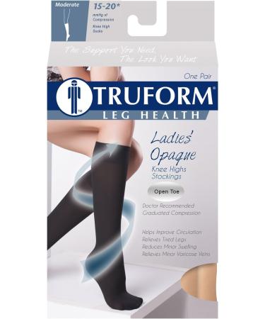 Truform Women's Compression Stockings 15-20 mmHg - Knee High Open Toe Opaque Beige Small (1 Pair) - International Shipping Available - Buy Online on GoSupps.com