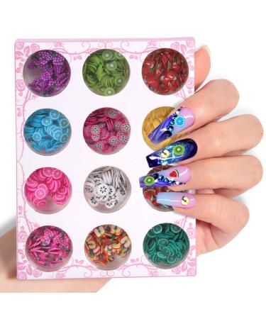 24 Boxes FANDAMEI 3D Nail Art Slices - Fruit Flowers Star Heart Shapes for DIY Craft Decoration - Buy Online on GoSupps.com