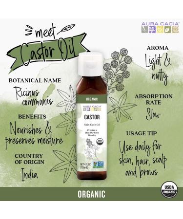 Aura Cacia Organic Castor Skin Care Oil | GC/MS Tested for Purity | 118ml (4 fl. oz.) 4 Fl Oz (Pack of 1) Castor - Buy Online on GoSupps.com