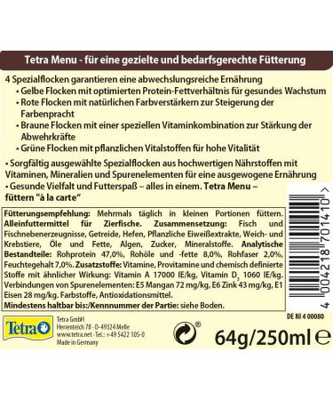 Tetra Min Menu Fish Feed - 4 Special Flakes for Decorative Fish | 250 ml Can (64 g) - Premium Main Feed Mix - Buy Online on GoSupps.com